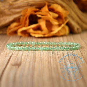 Green Aventurine Stretch Bracelet 4MM Skinny Beaded Delicate Bracelet Green Gemstone Minimalist Bracelet Gift for Mom Sister Wife Friends