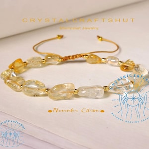 Rohe Citrin Perlen Armband 6 mm Raue Gelbe Kristalle Edelstein Armband Dreifach Schutz Meditation Armband Einzigartiges Geschenk für Schwester Mutter Frau