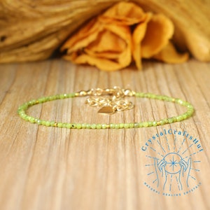 Canadian Jade Bead Dainty Bracelet 3MM Tiny Bead Delicate Bracelet Gemstone Stone Minimalist Bracelet Adjustable Yoga Crystal Bracelet Gift