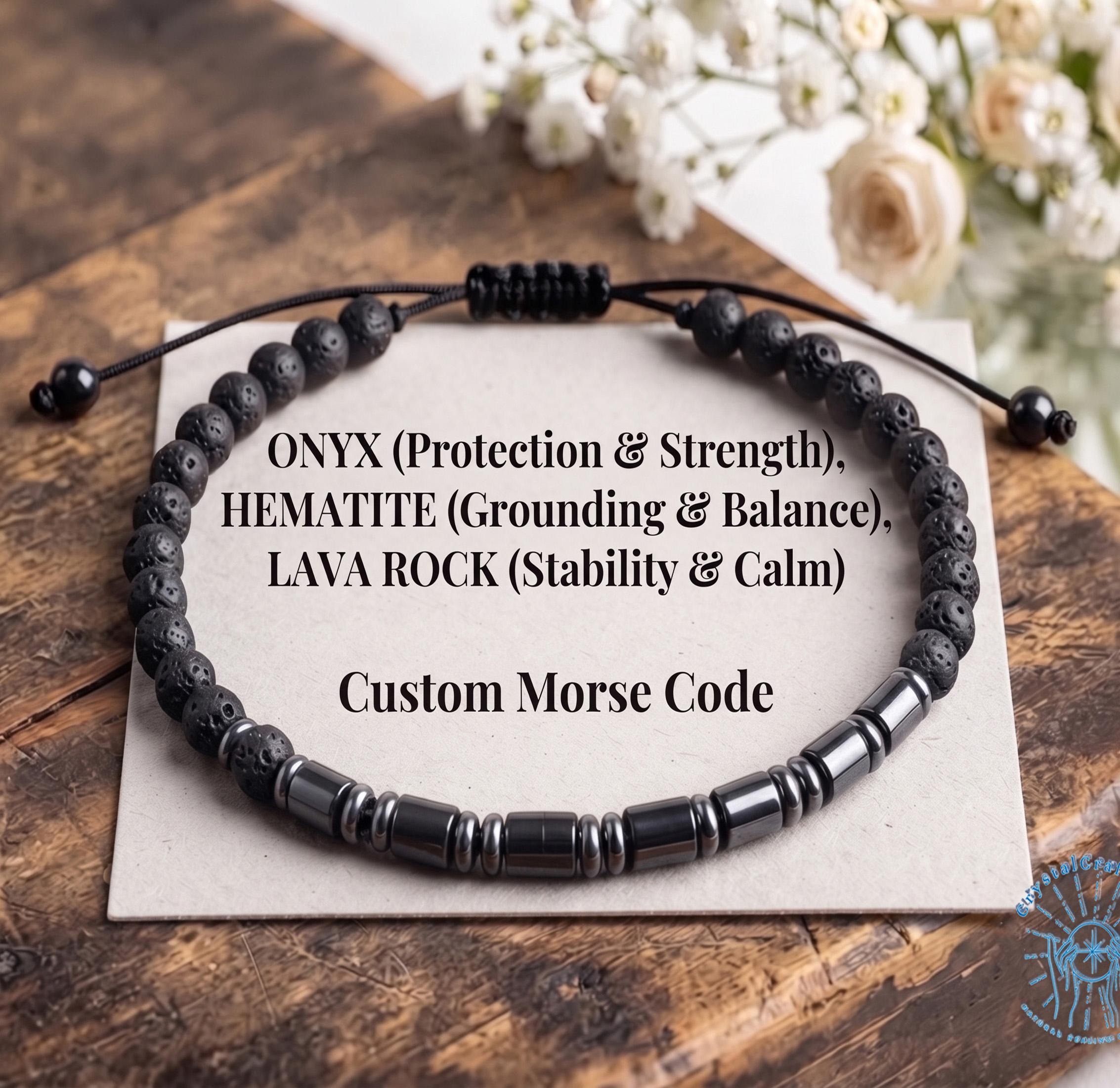Lava Rock and Onyx Bracelet - Etsy