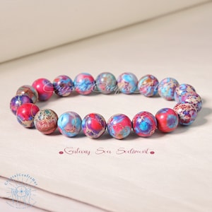 Galaxy Sea Sediment Jasper Bracelet, Natural Gemstone Stretch Bracelet, Jasper Crystal Bracelet, Spiritual Protection Yoga Bracelet, GIFT