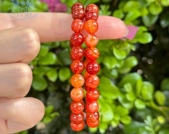 Natural Carnelian Stretch Bracelet | 8mm Red Gemstone, Sacral Chakra Crystal, July Birthstone
