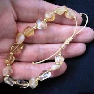 Raw Citrine Beads Bracelet 6mm Rough Yellow Crystals Anklet Gemstone Bracelet Triple Protection Meditation Bracelet Gift for Sister Mom Wife image 3