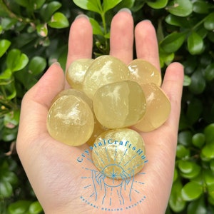 Citrine Stone Tumbled Stones Natural Crystal Stones Grounding Stone Rough 1 - 2&quot; Raw Stones Home Decoration Housewarming Gift +Gift Pouch