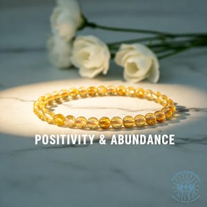 Citrine Bracelet for Women, Natural 6mm Yellow Crystal Beads, Dainty Gemstone Jewelry, Manifestation & Abundance Gift