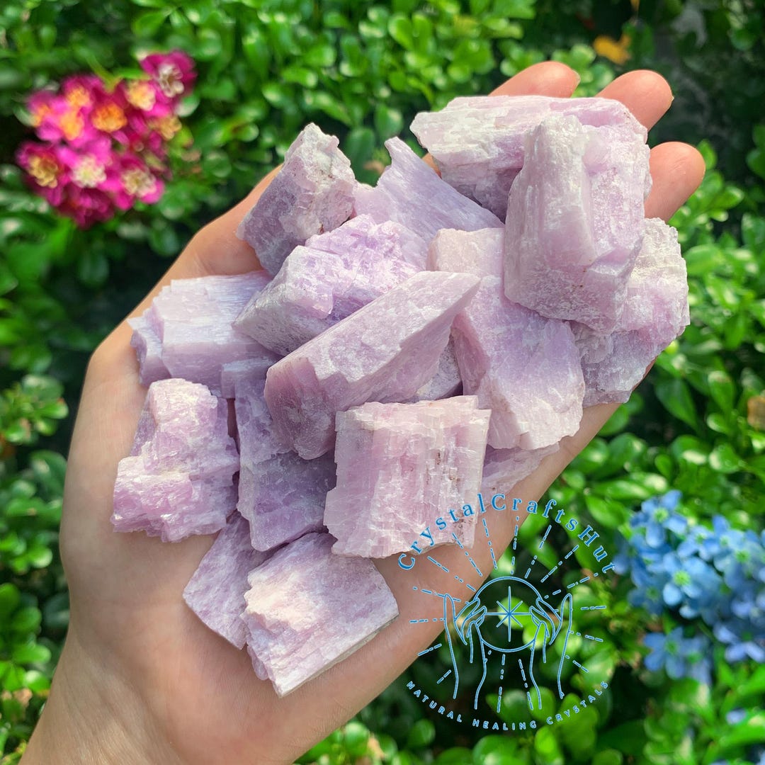 Kunzite Stone Raw Rock Purple Gemstone AAA+ Rough Purple Stones Natural  Purple Crystal Grounding Stone Home Decoration +gift Pouch