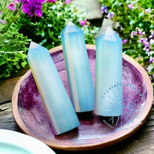 Opalite Point Tower AAA+ Opalite Quartz Obelisk Polished Opalite Crystal Tower Natural Opal Crystal Wand Meditation Tool Car Home Decor Gift