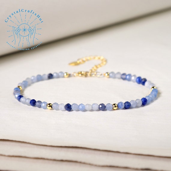 Bracciale Donna In Pietre Naturali Sfaccettate - Perline 3 Mm, Chiusura A Moschettone Regolabile, Gioiello Energetico Per Chakra