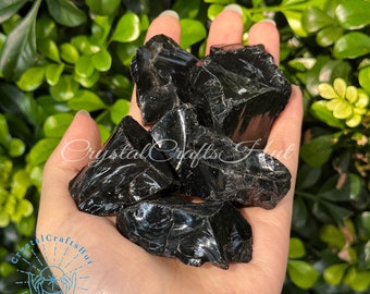 Piedras de obsidiana en bruto, obsidiana negra natural en bruto, cristal de cuarzo, colección de especímenes minerales, roca de obsidiana en bruto AAA+ para joyería DIY.