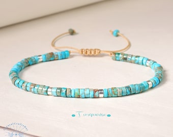 Türkis Armband 4 mm Minze Edelstein Tube Armband natürlichen Afrika Türkis Perlen zierliche Armband Dezember Birthstone Armband + Geschenk Beutel