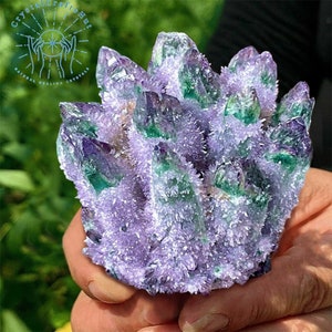 Raw Purple Phantom Ghost Crystal Cluster Rock Green Quartz Geode Cluster Mineral Specimen Collection Home Decor Crystal Tower Crystal Gift