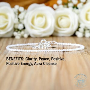 Natürliche Selenit zarte Armband | 2 mm verstellbarer kleiner Perlen-Brautschmuck | Minimalistische Brautjungfer Kristall Geschenk