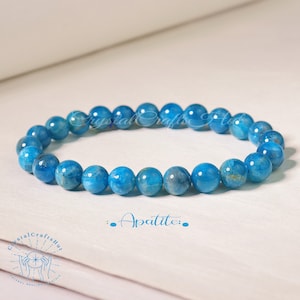 Apatite Bracelet, Natural Gemstone Stretch Bracelet, Apatite Crystal Bracelet, Spiritual Protection Yoga Bracelet +Gift Pouch