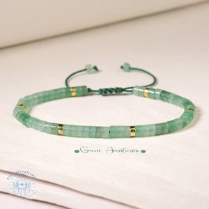 Green Aventurine Bracelet Green Gemstone Bead Minimalist Bracelet 4MM Tiny Bead Stone Bracelet Adjustable Yoga Crystal Dainty Bracelet Gift