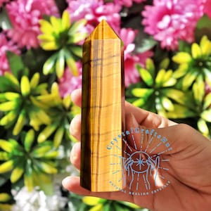 AAA+ Tigers Eye Tower Obelisk Natural Gemstones Point Tower Mineral Specimen Collection Mini Energy Crystal Wand Tower Home Decor Stone Gift