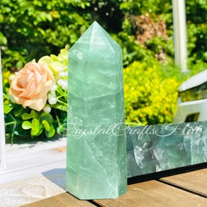 New AAA+ Green Fluorite Crystal Point Wand Green Fluorite Quartz Crystal Obelisk Minerals Gemstone Wand Best Gift for Mom