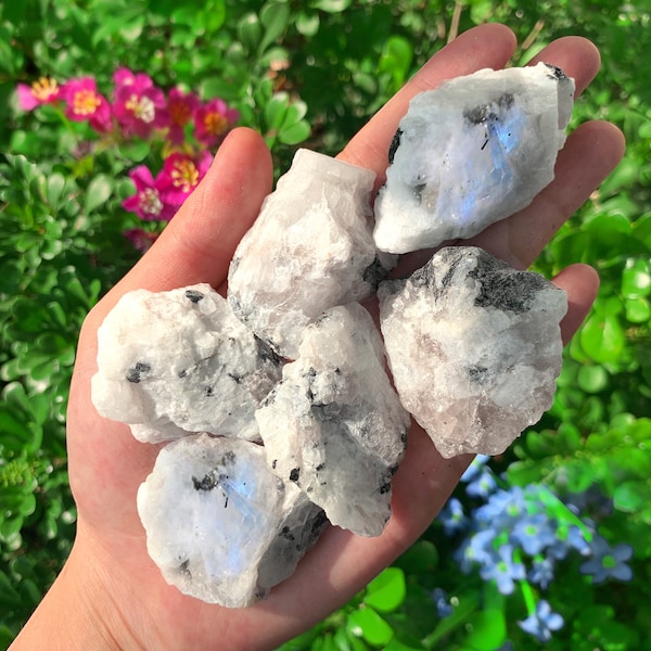 Moonstone Stones Natural Raw Rainbow Moonstone Crystal Stones Meditation Rough Crystal Rare Rock Gemstone Jewelry Making DIY Crafts Crafting