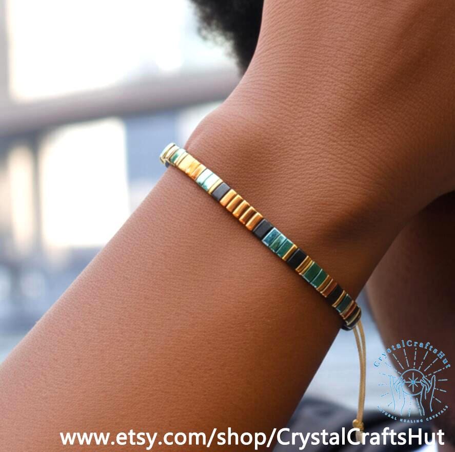 Boho Tila Beaded Bracelet Colorful Silk Cord Stacking Bracelet Comfortable & Adjustable Tila Anklet Unique Gift for Mom Wife Her +Gift Pouch