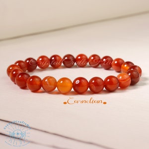 AAA+ Carnelian Bracelet Natural Red Stone Bead Stretch Bracelet Spiritual Bracelet Yoga Crystal Bracelet Gift for Mom Friends +Gift Pouch