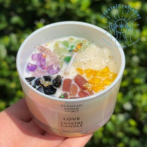 Handmade Crystal Candles with Raw Citrine, Amethyst & More | Eco-Friendly Candles for Meditation, Wedding, Party | Home Decor and Gift Idea