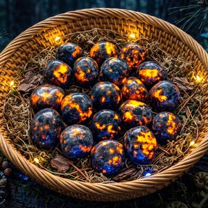 Glow-in-the-Dark Yooperlite Flame Stone, UV Reactive Sodalite Emberlite Tumble Stone (0.5-1") 1PC