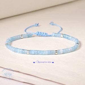 Aquamarine Armband AAA Himmelblau Edelstein Rohr Minimalist Armband 4 MM winzige Perlen Stein Armband verstellbar Yoga Kristall zierliche Armband Geschenk