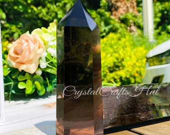 AAA+ Natural Smoky Quartz Crystal Point Wand- Smoky Quartz Healing Crystal Obelisk Mineral Specimen Gemstone Wand Home Decor Gift for Mom