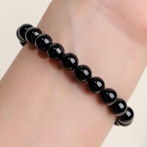 Rainbow Obsidian Stretch Bracelet Black 12mm Round Gemstone Beaded Bracelet Meditation Crystal Bracelet Gift for Mom Sister Wife Friends