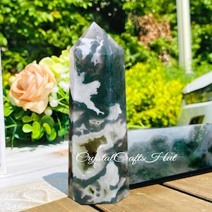 Natural Moss Gemstone Agate Towers-Healing Crystal Point Tower Gemstone Wand Obelisk -Mineral Specimen Home Decoration GIFT