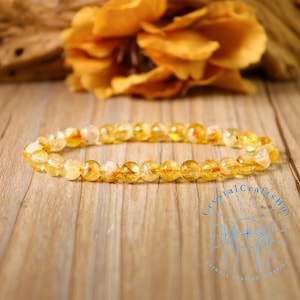 5 mm Citrin Perlen Stretch Armband Gelb Kristall Edelstein Perlen Armband Citrin Kristall Zierliches Armband Geschenk für Mutter Schwester Frau Freunde