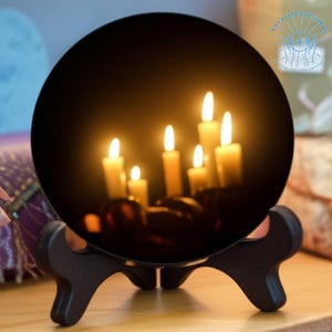 Miroir en obsidienne avec support, miroir en cristal noir pour décoration d&#39;intérieur, plaque de divination en obsidienne personnalisable, décoration de miroir à graver pour les fêtes et les mariages