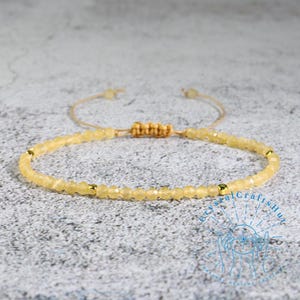 Citrine Minimalist Bracelet | Delicate 3mm Yellow Crystal Beaded Bracelet | November Birthstone Jewelry | Dainty Citrine Gift for Her