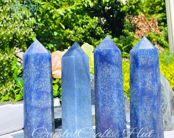 Natural Blue Aventurine Tower Point, Polished Jasper Tower, Blue Aventurine Obelisk, Blue Aventurine Crystal Wand Point Tower, Yoga Gift