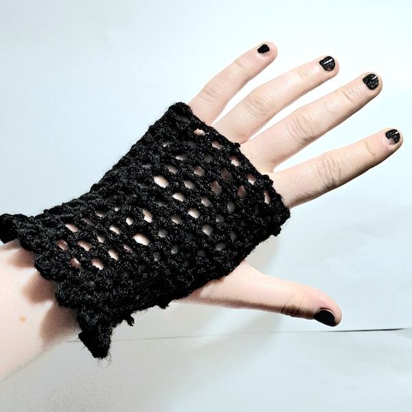 Guanti senza dita in rete - Scaldapolsi in stile gotico punk emo in pizzo multicolore arcobaleno nero fatto a mano, accessori di moda a rete