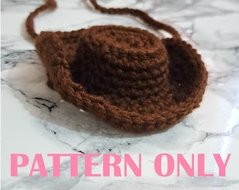 Little Cowboy Hat for Pets - Crochet Pattern Only!!! digital file crochet pattern for tiny costume hat for pets and stuffed animal toys
