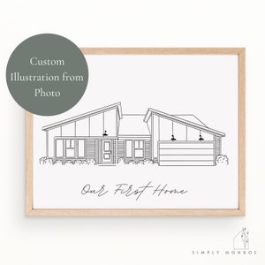 Custom House Sketch, Pen House Illustration, Minimalist House Drawing, House Outline, Modern House Drawing, Personalized House Drawing