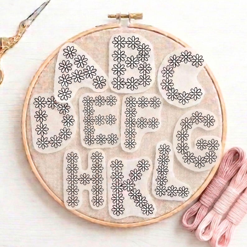 Letter R Shape Pattern Alphabet Floral Letters Hand Embroidery Pattern Stick and Stitch PDF, 26 Designs ...
