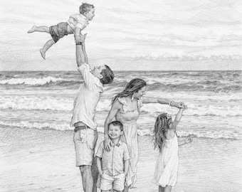 Detailed Graphite Family Portrait PRINT,  8.5x11 - 13x19, DM for more details