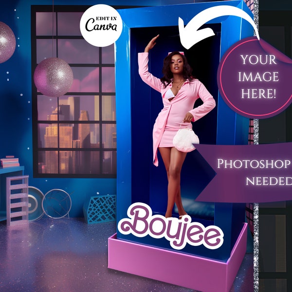 Purple Doll Photoshoot| Birthday Photoshoot| Social Media Birthday Photoshoot Image| Doll in a Box Photoshoot| Boujee Doll Box Background