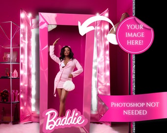 Pink Doll Photoshoot| Birthday Photoshoot| Social Media Birthday Photoshoot Image| Doll in a Box Photoshoot| Fashion Doll Box Background