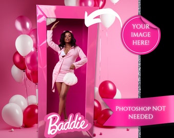 Pink Doll Birthday Photoshoot| Digital Photo| Social Media Birthday Photoshoot Image| Doll in a Box Photoshoot| Birthday Doll Box Background