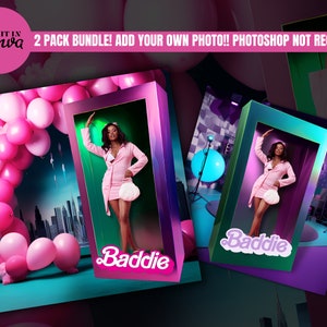 Pink & Purple Doll Photoshoot Bundle| Birthday Photoshoot| Social Media Birthday Photoshoot Image| Doll in a Box Photoshoot| 2 Fashion Box's