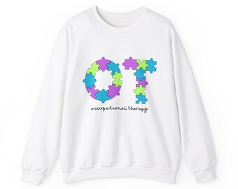 Occupational Therapy Puzzle Piece Crewneck Sweatshirt, OT Sweatshirt, OTA Sweatshirt, Therapist Gift, OT Gift, Occupational Therapist Gift