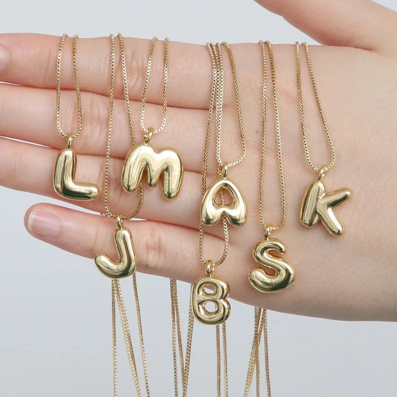 Unique Personalized 3D Bubble Letter Name Necklace - Custom Initial Charm Jewelry - Special Gift for Her