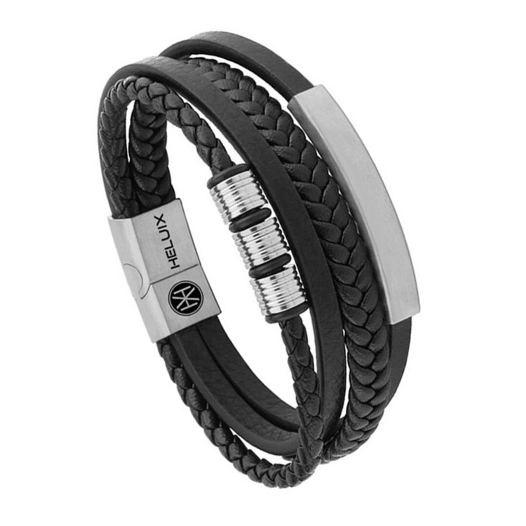 Mens Braided Leather Bracelet Natural Healing Bracelet With Silver