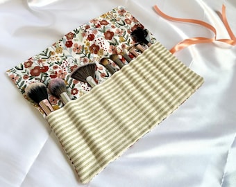 Makeup Brush Roll, Makeup Brush Holder, Makeup Brush Travel Roll, Crochet Hook Roll