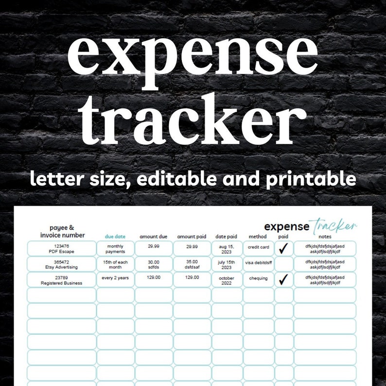 Editable yearly expense tracker printable bill payment etsy
