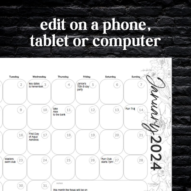 Editable 2023 2024 2025 Monthly Calendar, Back to School, Teacher