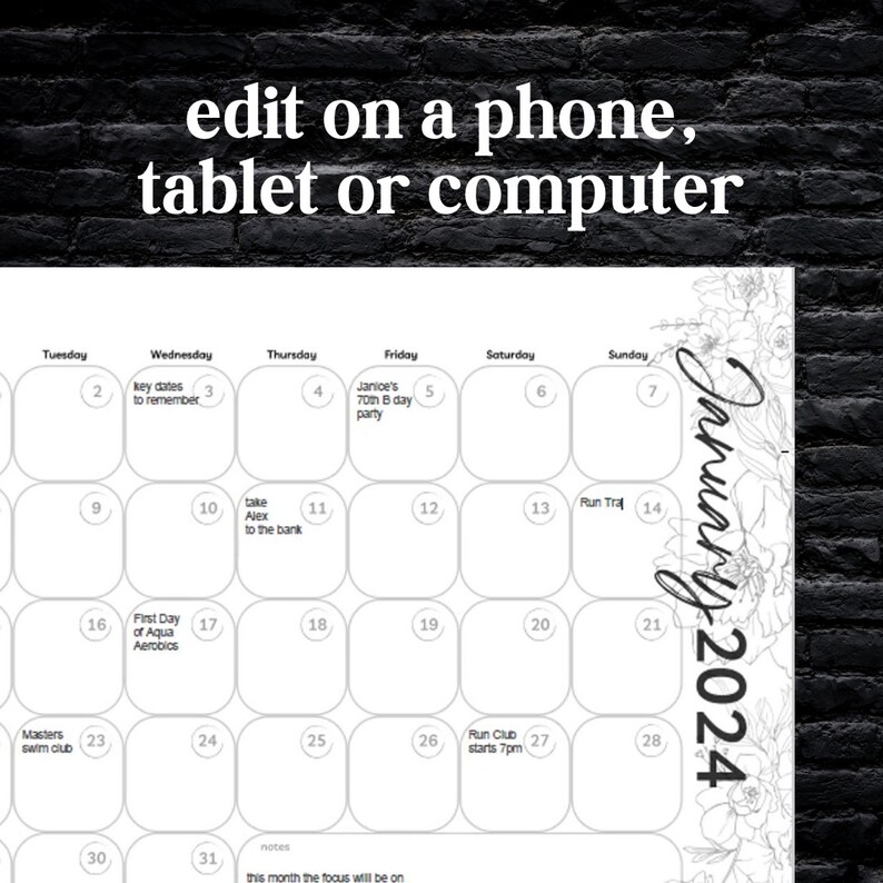 Editable 2023 2024 2025 Monthly Calendar Back To School Teacher