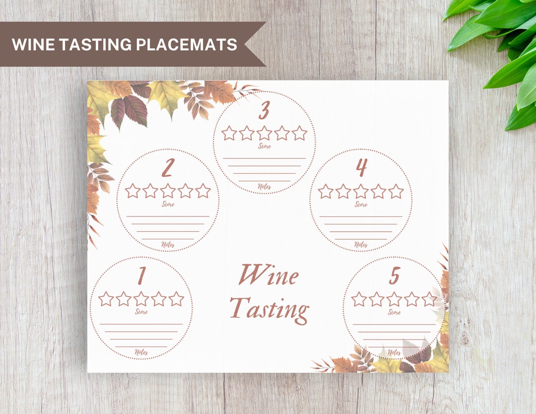Wine Tasting Template Fall Wine Tasting Placemat Thanksgiving Wine ...